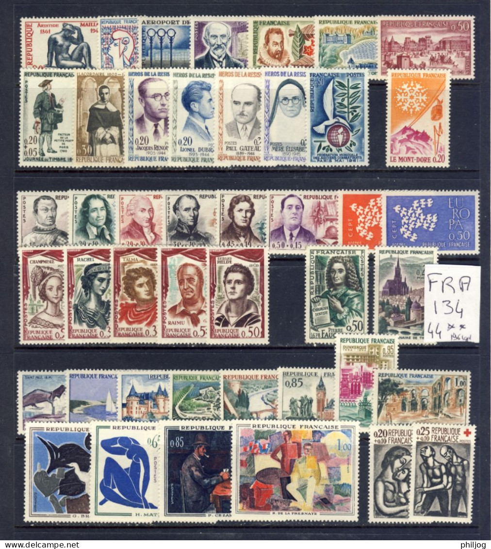 France - Année 1961 Complète Neuve SANS Charnière - Yvert 1281 à 1324 - Jahrgang 1961 Falzlos - MNH Year 1961 - 1960-1969