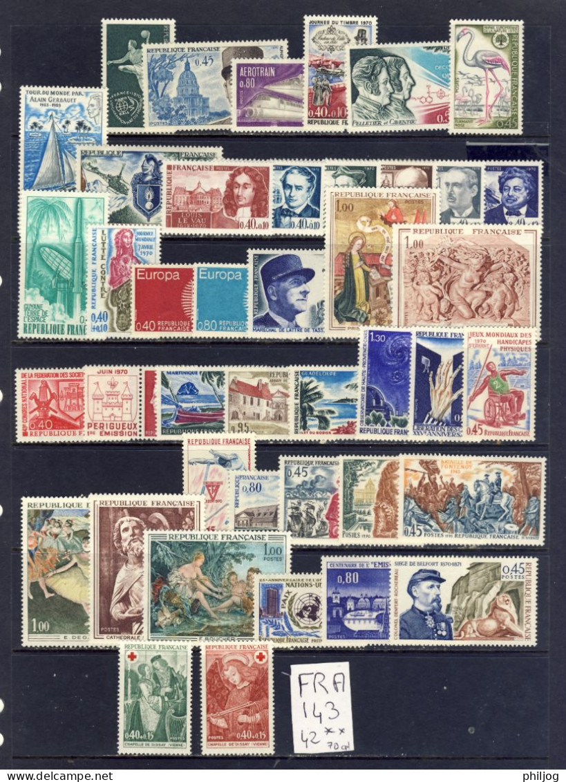 France - Année 1970 Complète Neuve SANS Charnière - Yvert 1621 à 1662 - Jahrgang 1970 Falzlos - MNH Year 1970 - 1970-1979