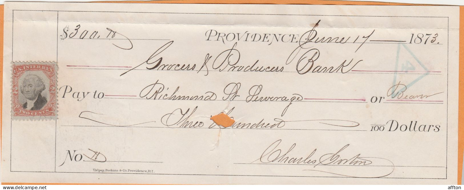 United States Old Check Cheques - Chèques & Chèques De Voyage