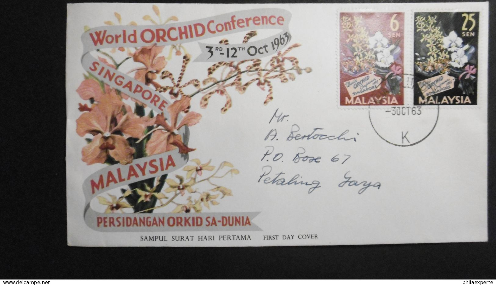 Malaysia Mi. 4/5 FDC 3.10.1963-Orchideenkonferenz- Nach Petahing Adressiert - Malayan Postal Union