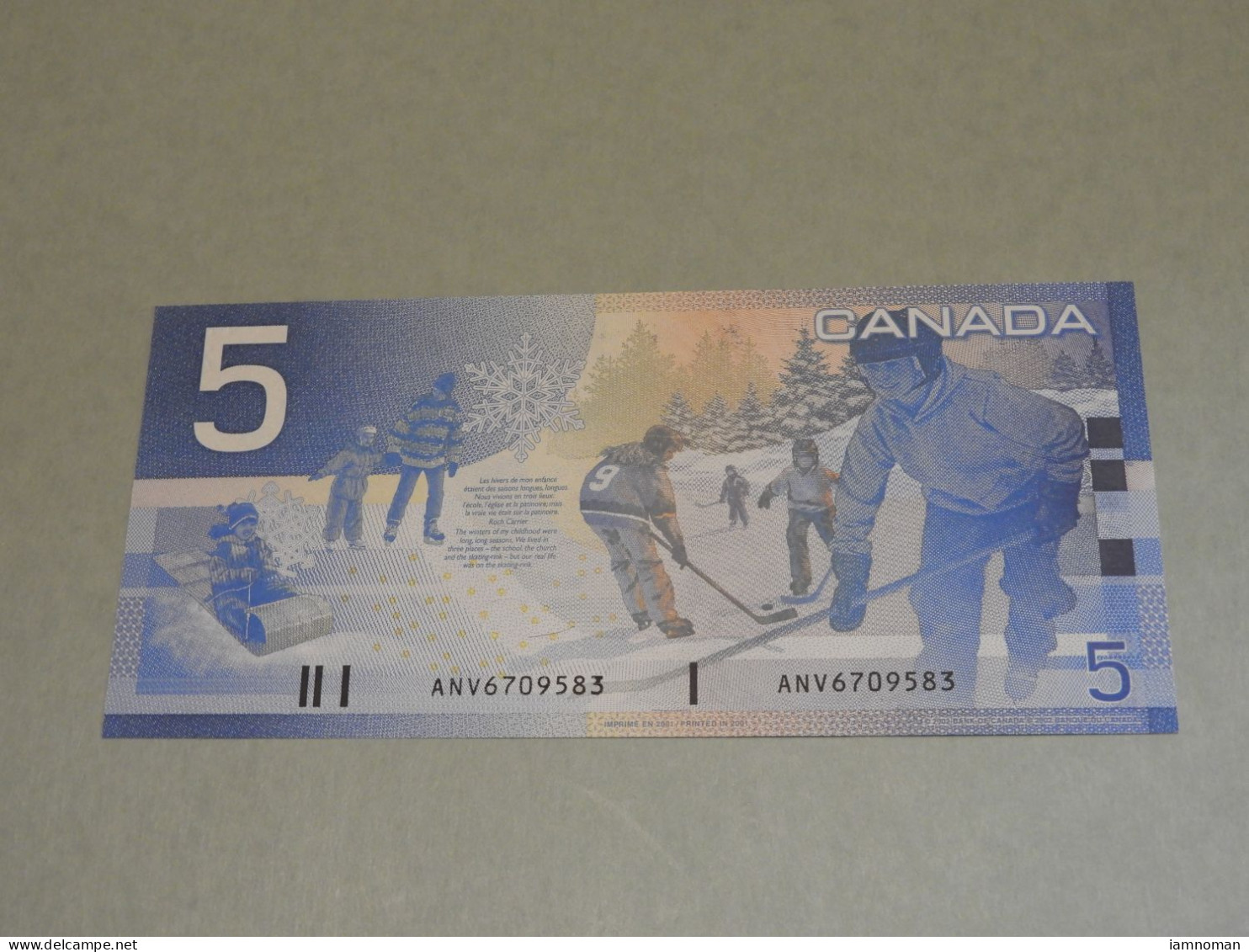 BANK OF CANADA 2001 $5 CAT NO BC-62A (ANV6705983) - Canada