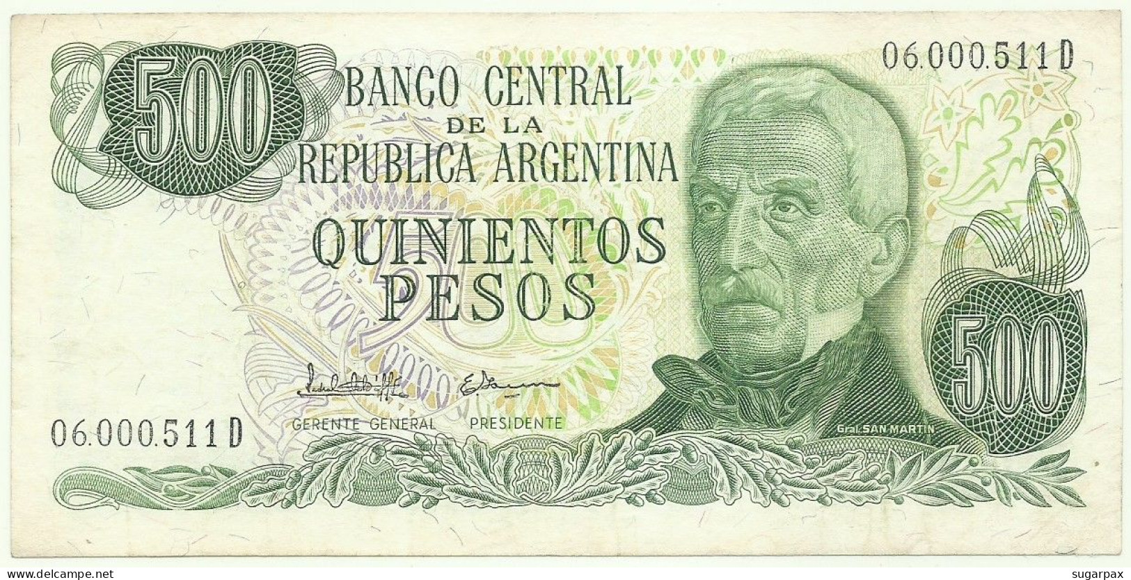 Argentina - 500 Pesos - ND ( 1977 - 1982 ) - Pick 303.c - Serie D - Sign. Titles C - Wmk: Sunbursts With Colored Threads - Argentine