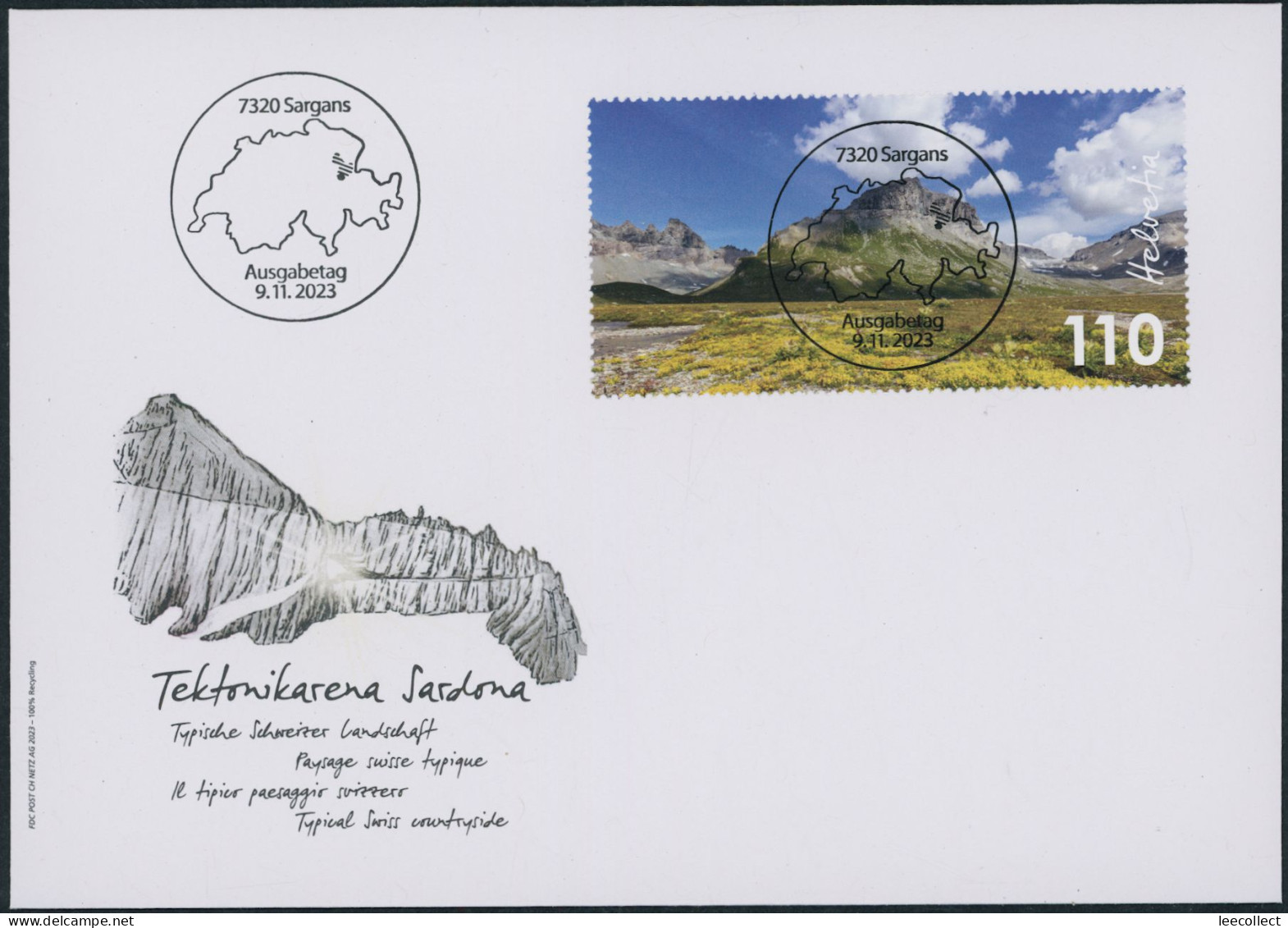 Suisse - 2023 - Sardona - Blockausschnitt - Ersttagsbrief FDC ET - Ersttag Voll Stempel - Cartas & Documentos