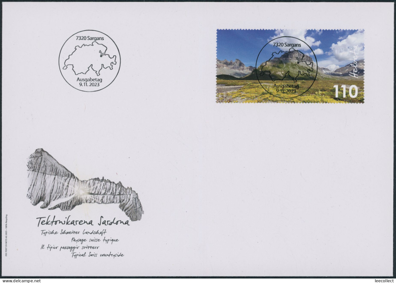 Suisse - 2023 - Sardona - Blockausschnitt - Ersttagsbrief FDC ET - Ersttag Voll Stempel - Covers & Documents