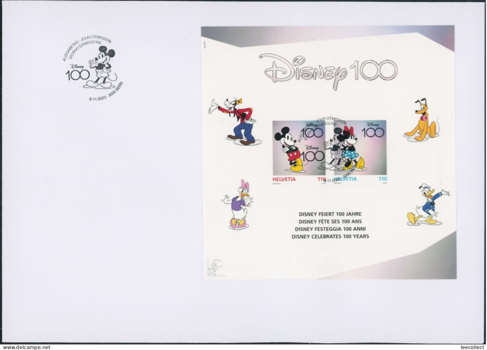 Suisse - 2023 - Disney - Spezialbogen -  Block - Ersttagsbrief FDC ET - Ersttag Voll Stempel - Covers & Documents