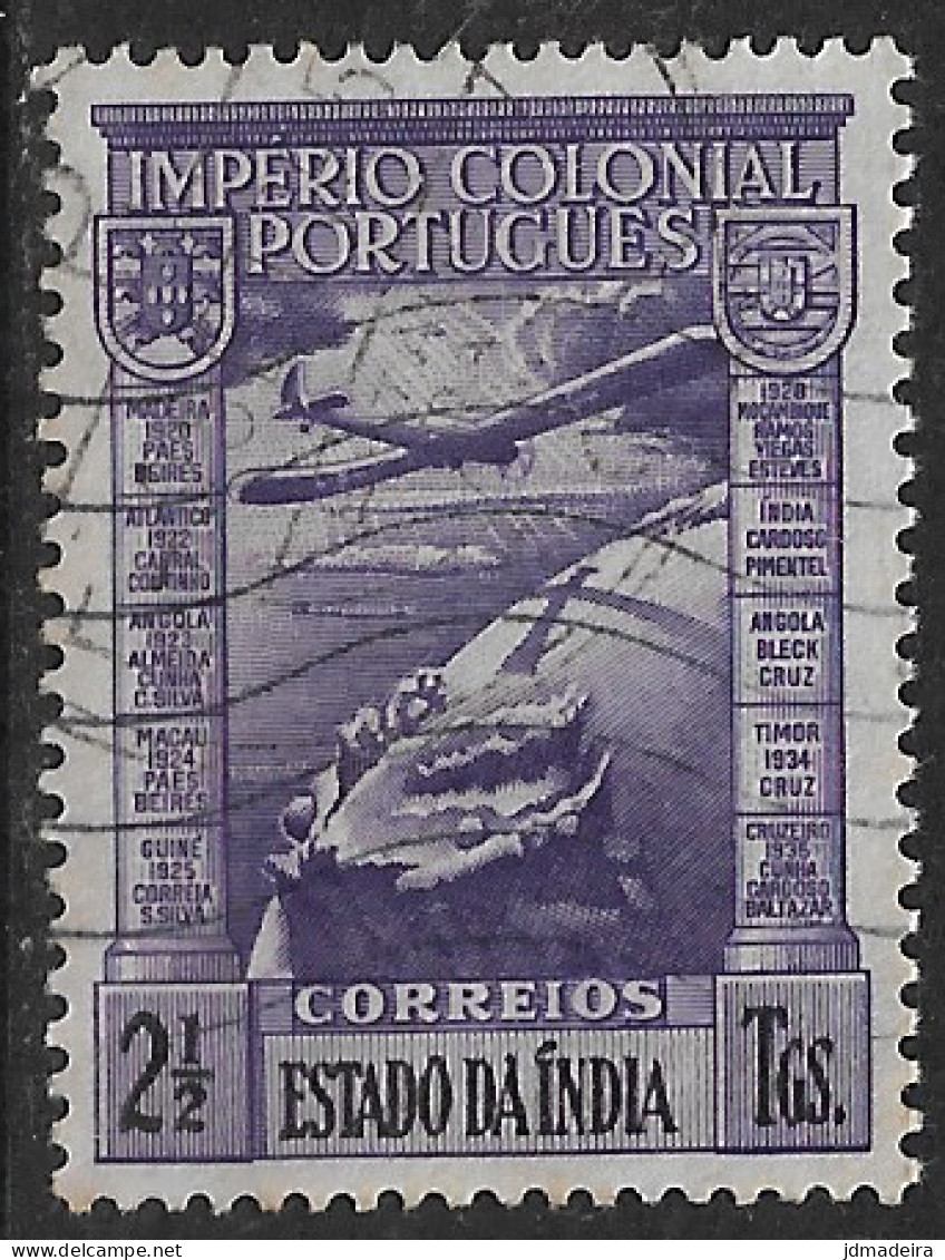 Portuguese India – 1938 Império Colonial Airmail 2 1/2 Tangas Used Stamp - India Portuguesa