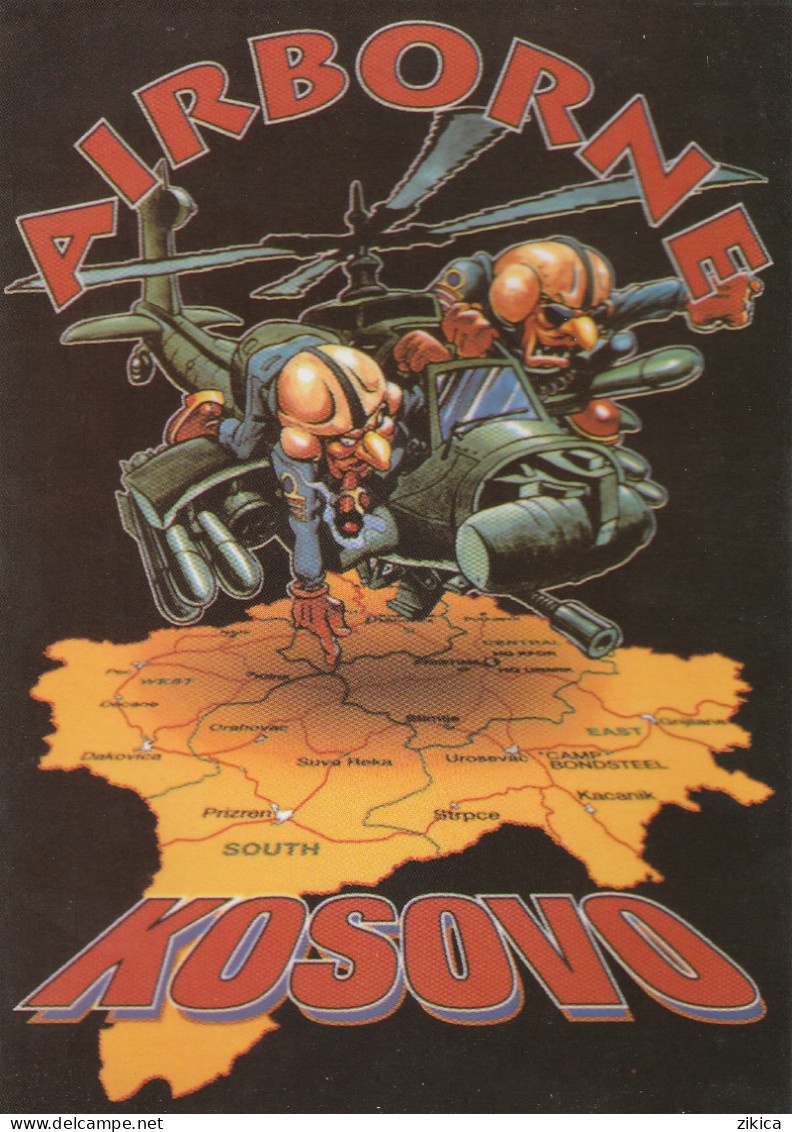 Kosovo - KFOR - AIRBORNE,helicopter,animated Motive,map Kosovo - Kosovo