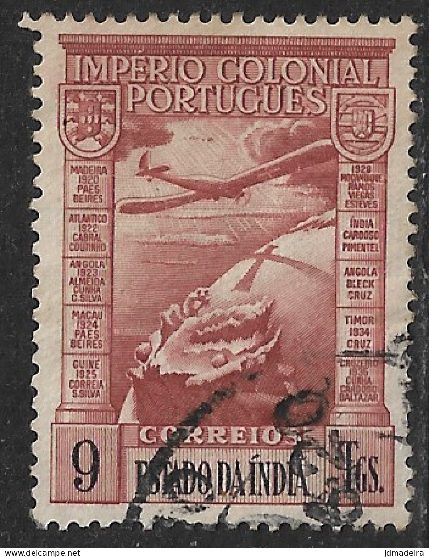 Portuguese India – 1938 Império Colonial Airmail 9 Tangas Used Stamp - Inde Portugaise