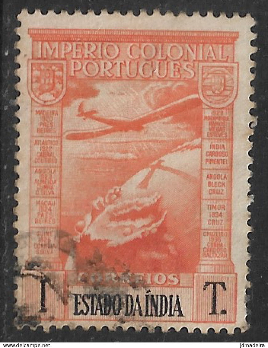 Portuguese India – 1938 Império Colonial Airmail 1 Tanga Used Stamp - India Portuguesa