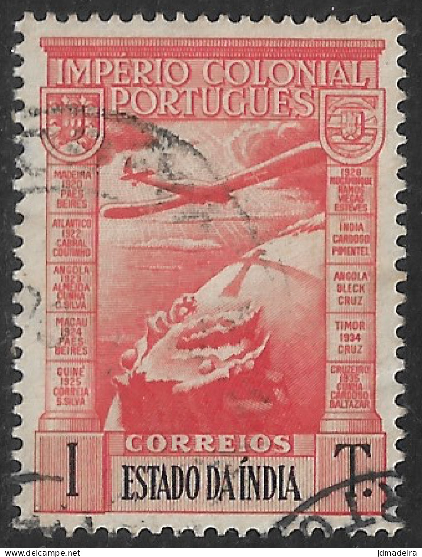 Portuguese India – 1938 Império Colonial Airmail 1 Tanga Used Stamp - India Portuguesa