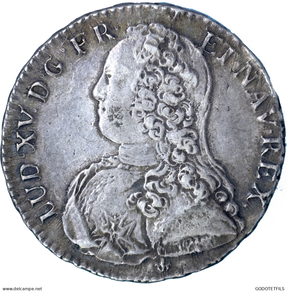 Louis XV-Demi-Écu Aux Branches Dolivier 1726 Lyon - 1715-1774 Luis XV El Bien Amado