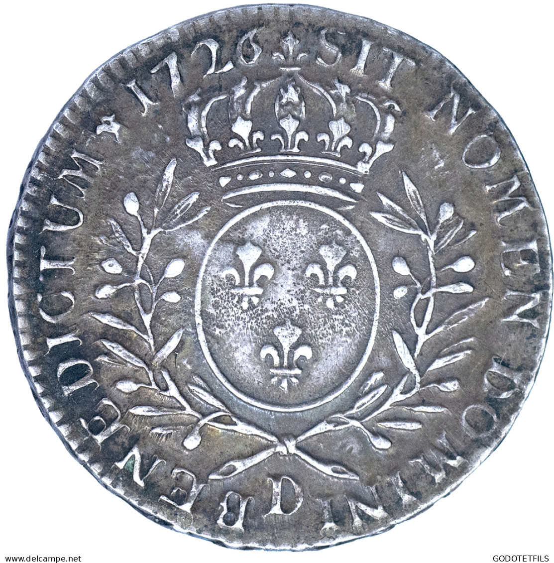 Louis XV-Demi-Écu Aux Branches Dolivier 1726 Lyon - 1715-1774 Luis XV El Bien Amado