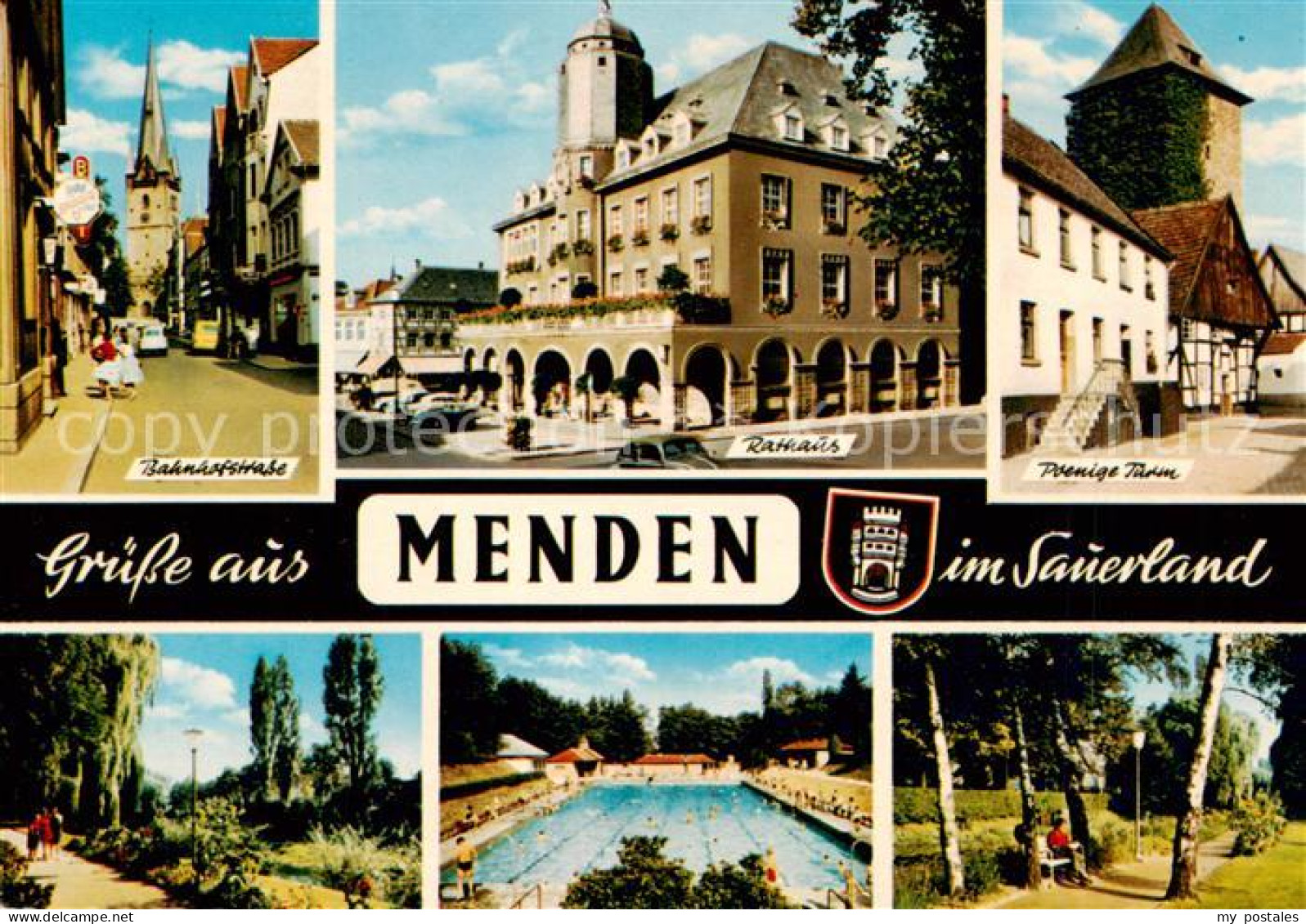 73835558 Menden Sauerland Bahnhofstrasse Rathaus Freibad Poenige Turm Park Mende - Menden