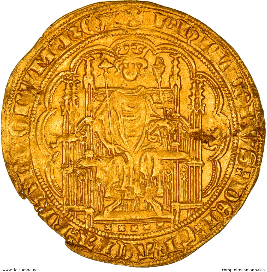 France, Philippe VI, Chaise D'or, 1346-1350, Or, TTB+, Duplessy:258A - 1328-1350 Philipp VI.