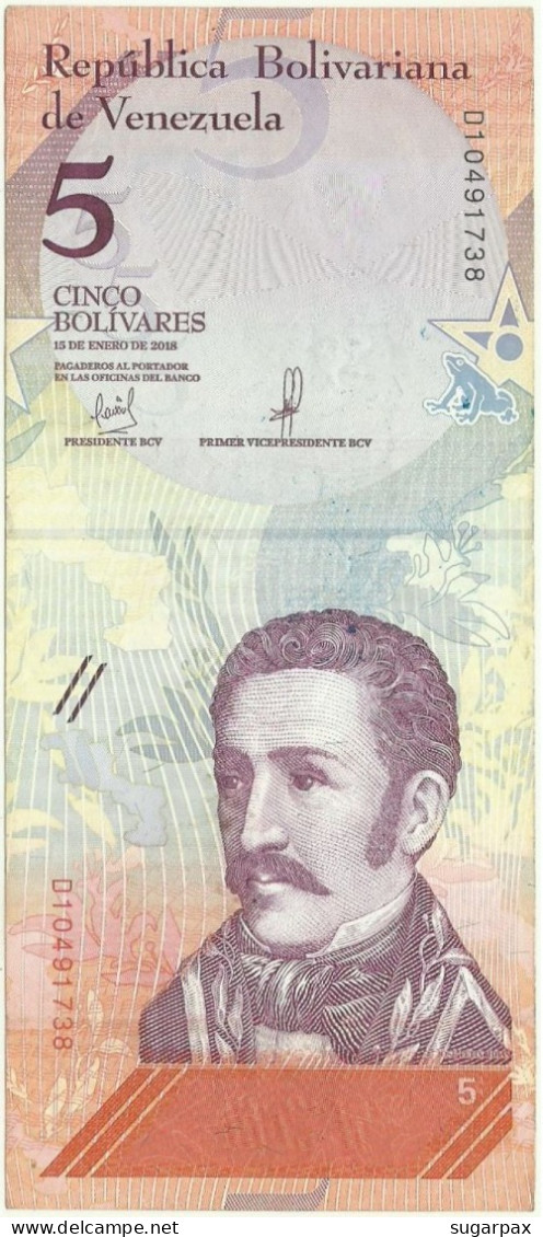 Venezuela - 5 Bolívares - 15.01.2018 - Pick 102 - Serie D - José Félix Ribas - Venezuela