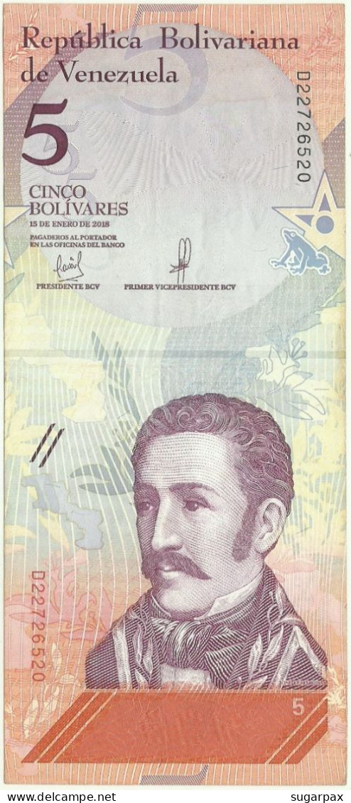 Venezuela - 5 Bolívares - 15.01.2018 - Pick 102 - Serie D - José Félix Ribas - Venezuela