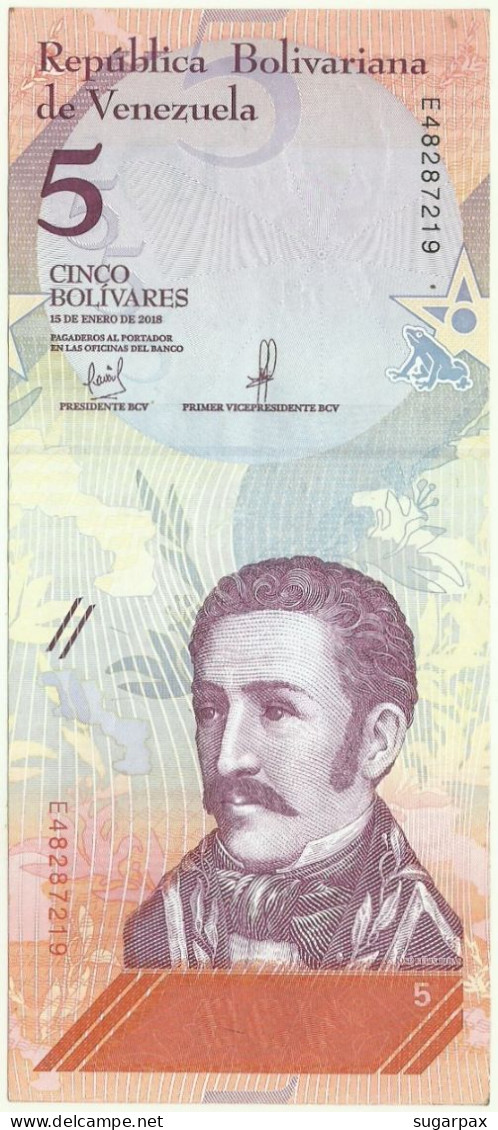 Venezuela - 5 Bolívares - 15.01.2018 - Pick 102 - Serie E - José Félix Ribas - Venezuela