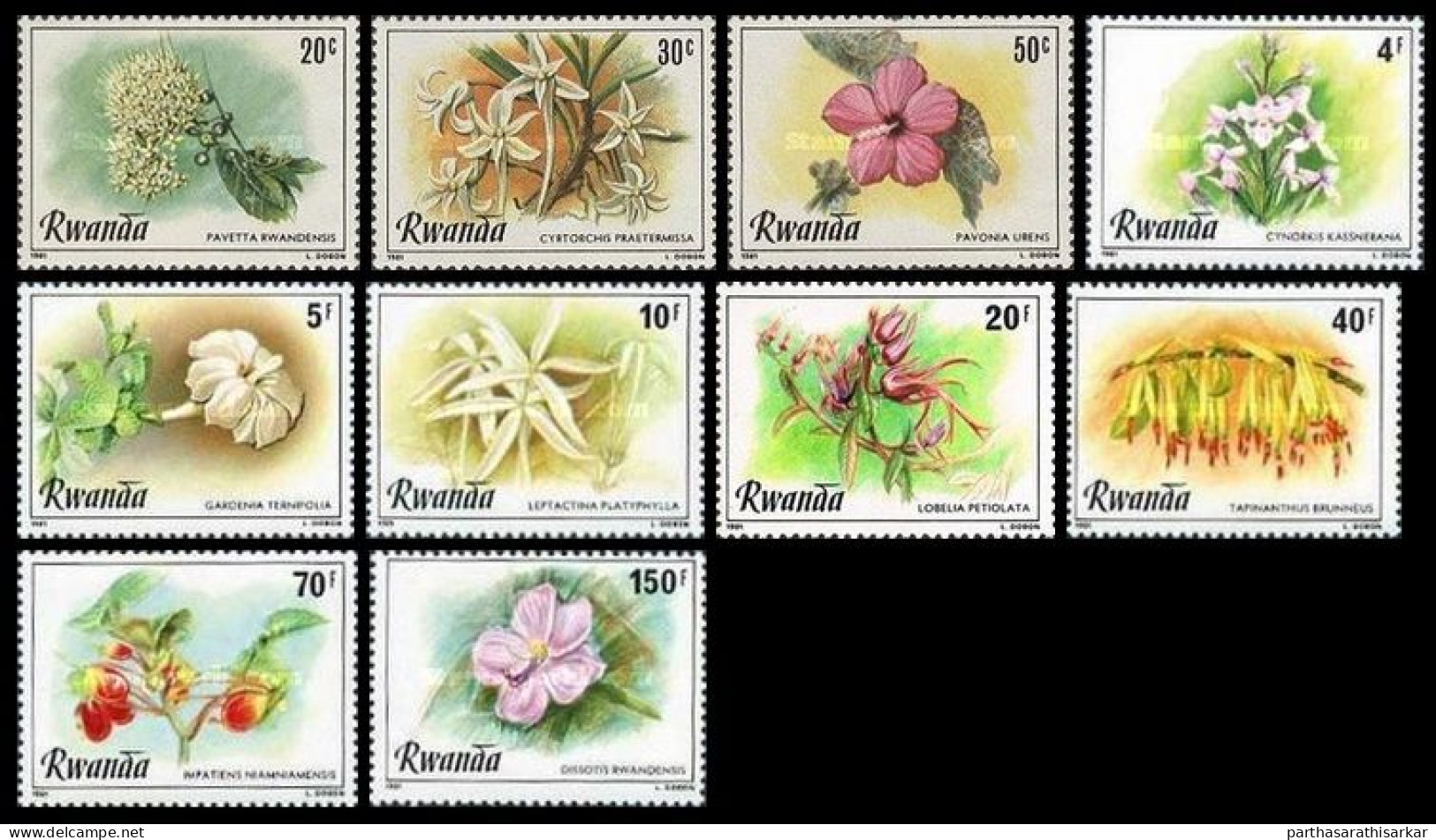 RWANDA 1981 FLOWERS AND ORCHHIDS COMPLETE SET MNH - Unused Stamps