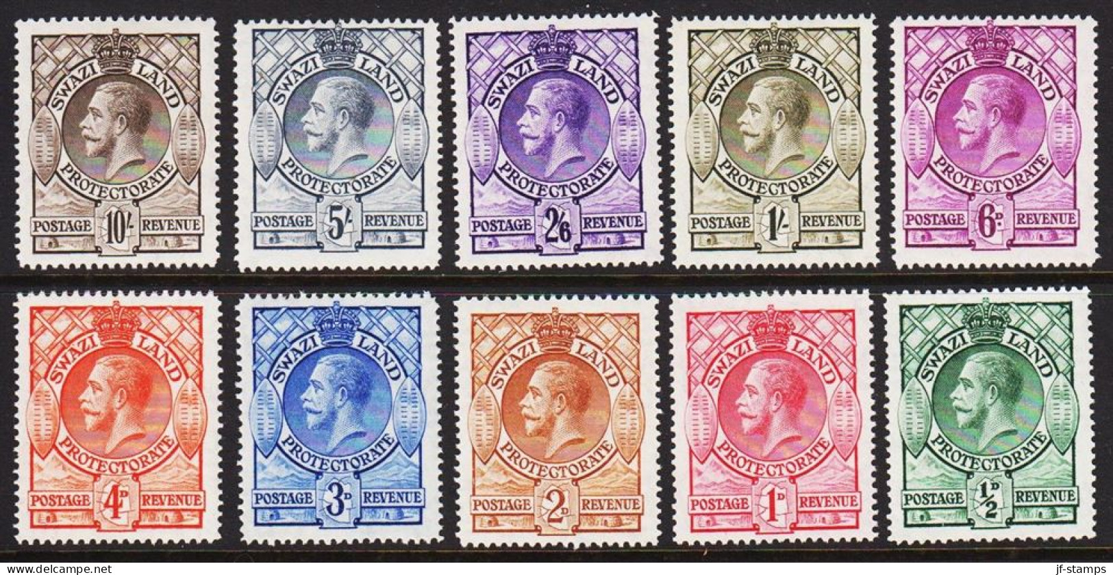 1933. SWAZILAND. Georg V Complete Set With 10 Beautiful Very Light Hinged Stamps. Excellent... (MICHEL 10-19) - JF540764 - Swaziland (...-1967)