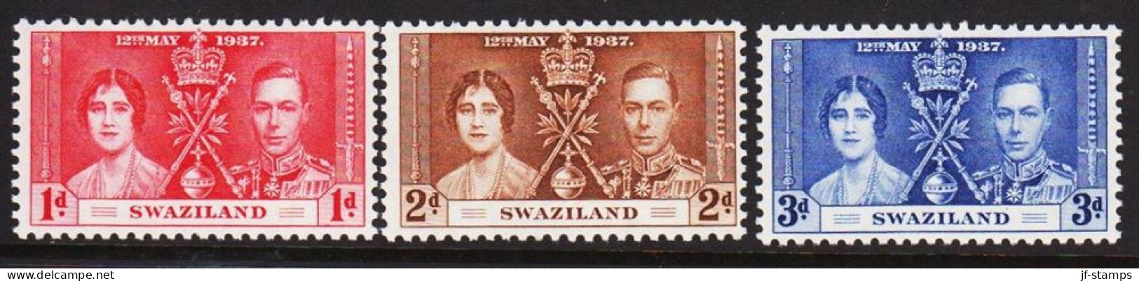 1937. SWAZILAND. Georg VI & Elisabeth. Complete Set Hinged. (MICHEL 24-26) - JF540766 - Swasiland (...-1967)