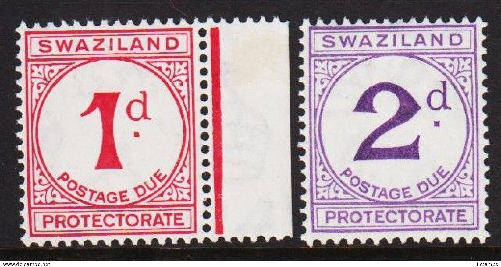 1933. SWAZILAND. Postage Due 1 And 2 D Hinged.  (Michel Porto 1-2) - JF540767 - Swasiland (...-1967)