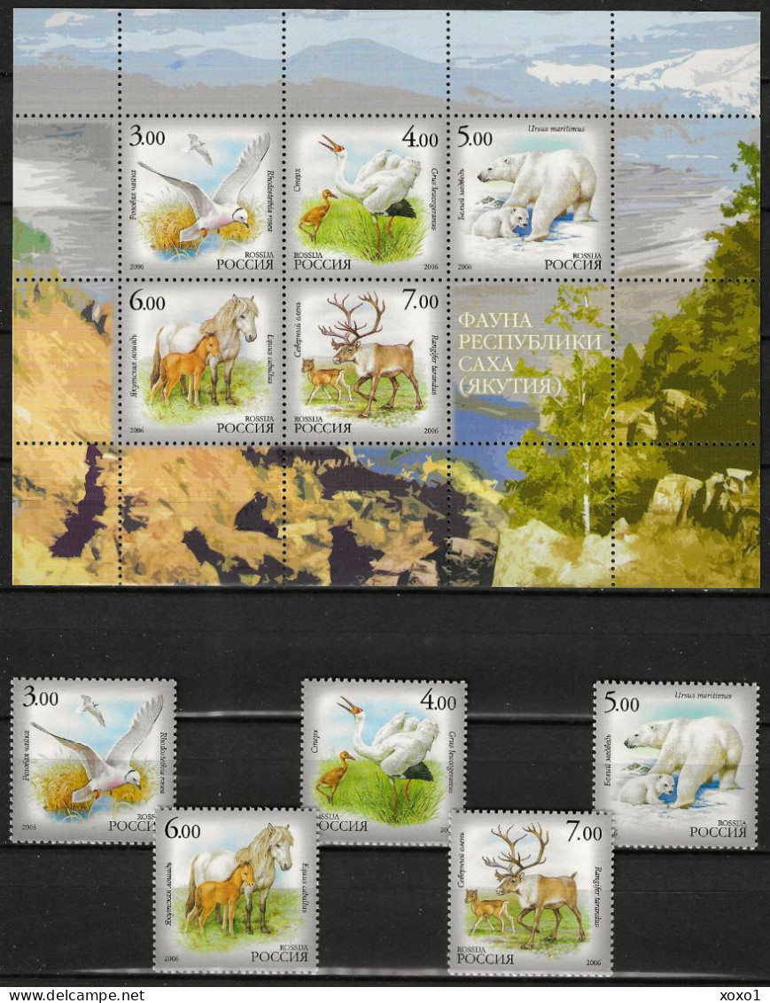 Russia 2006 MiNr. 1372 - 1376 (Block 95) Russland Arctic Wildlife Birds Animals Horses 5v + S\sh MNH** 10,50 € - Arctische Fauna