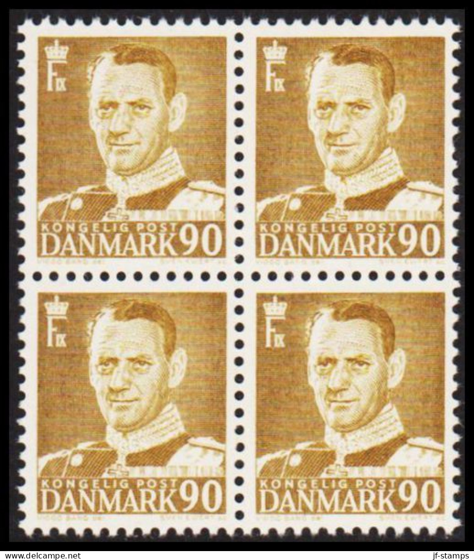 1953. DANMARK. Frederik IX 90 øre In Never Hinged 4-block.  (Michel 338) - JF541097 - Briefe U. Dokumente