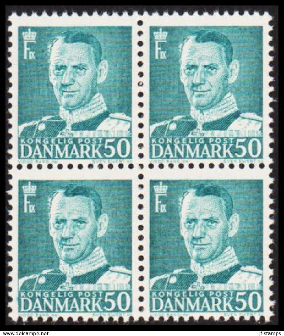 1953. DANMARK. Frederik IX 50 øre In Never Hinged 4-block.  (Michel 335) - JF541104 - Storia Postale
