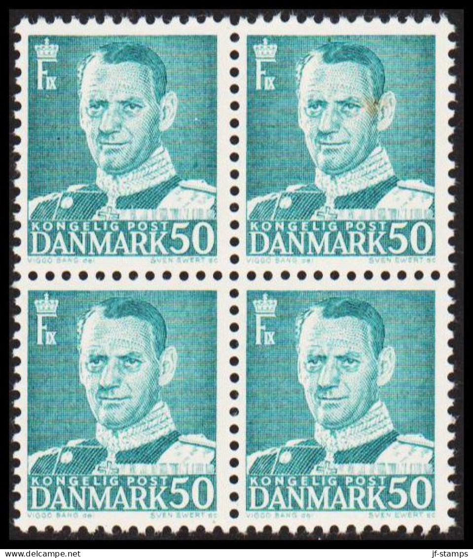 1953. DANMARK. Frederik IX 50 øre In Never Hinged 4-block.  (Michel 335) - JF541105 - Covers & Documents