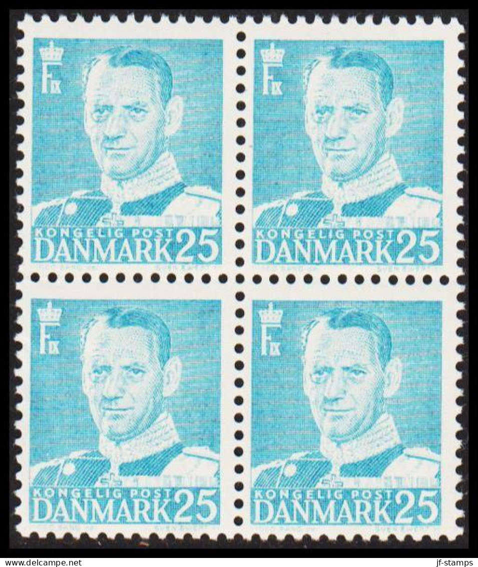 1952. DANMARK. Frederik IX 25 øre In Never Hinged 4-block.  (Michel 333) - JF541107 - Storia Postale