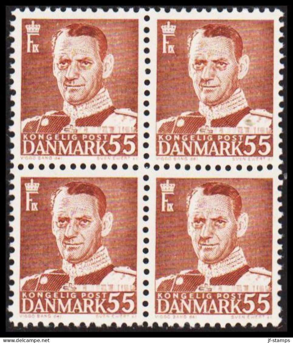 1951. DANMARK. Frederik IX 55 øre In Never Hinged 4-block.  (Michel 315) - JF541109 - Briefe U. Dokumente