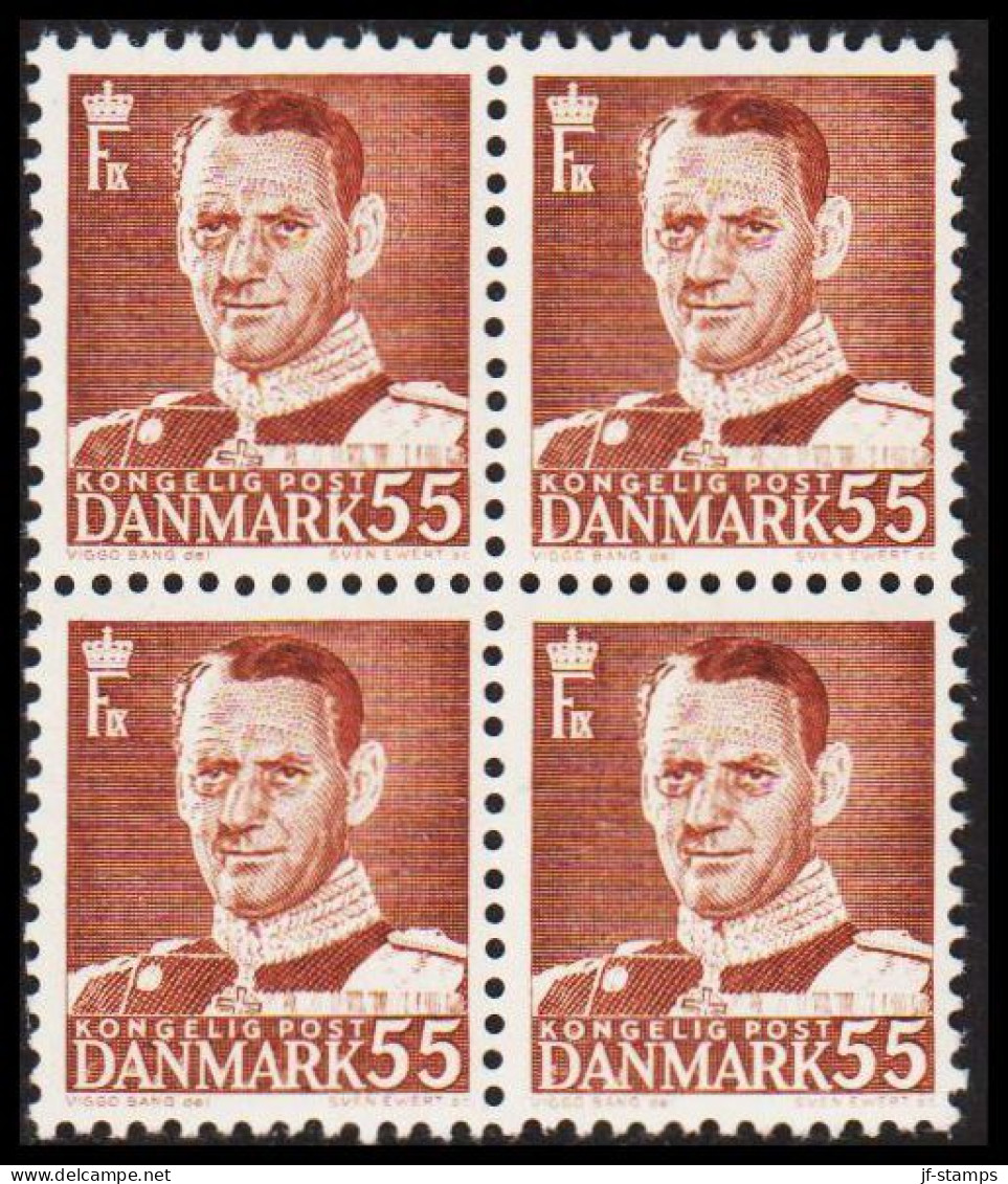 1951. DANMARK. Frederik IX 55 øre In Never Hinged 4-block.  (Michel 315) - JF541110 - Lettres & Documents