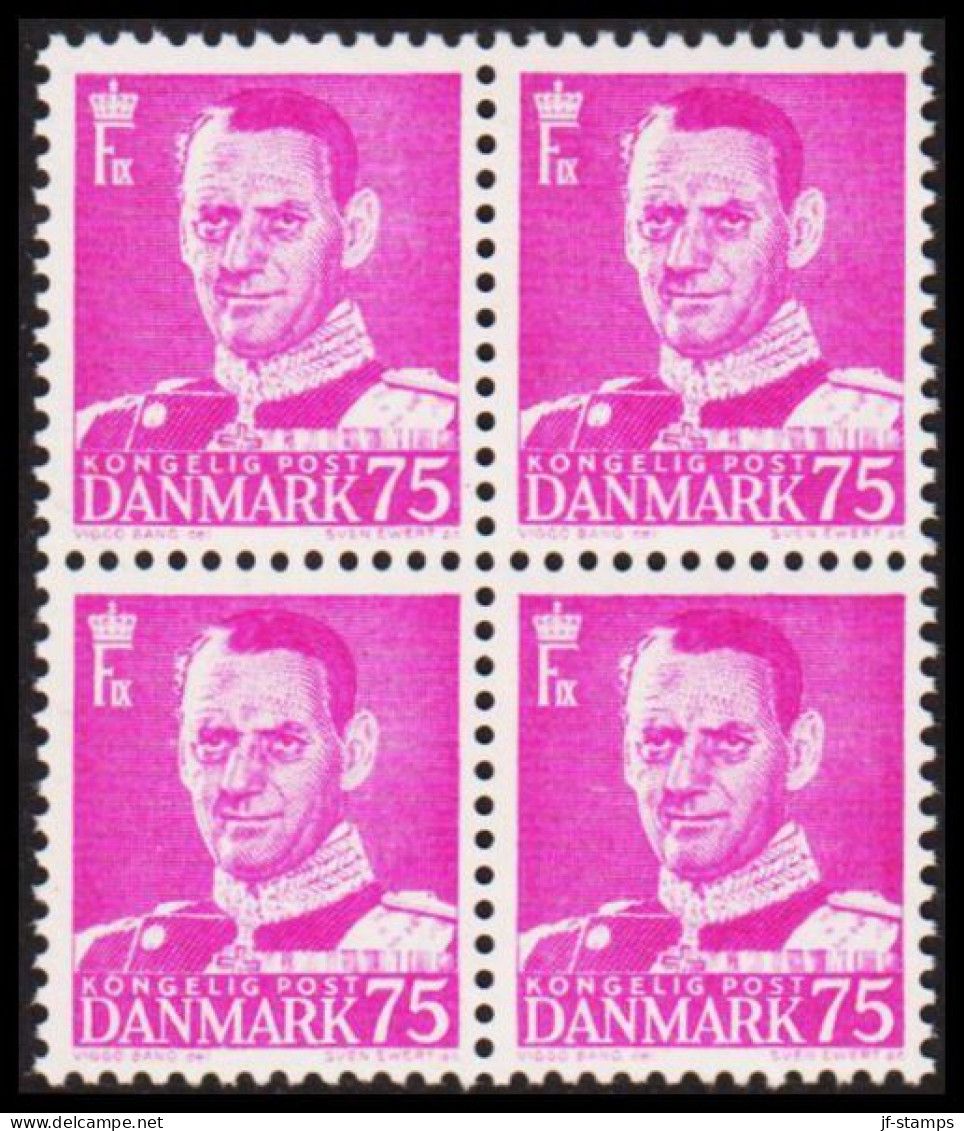 1950. DANMARK. Frederik IX 75 øre In Never Hinged 4-block.  (Michel 318) - JF541122 - Lettres & Documents