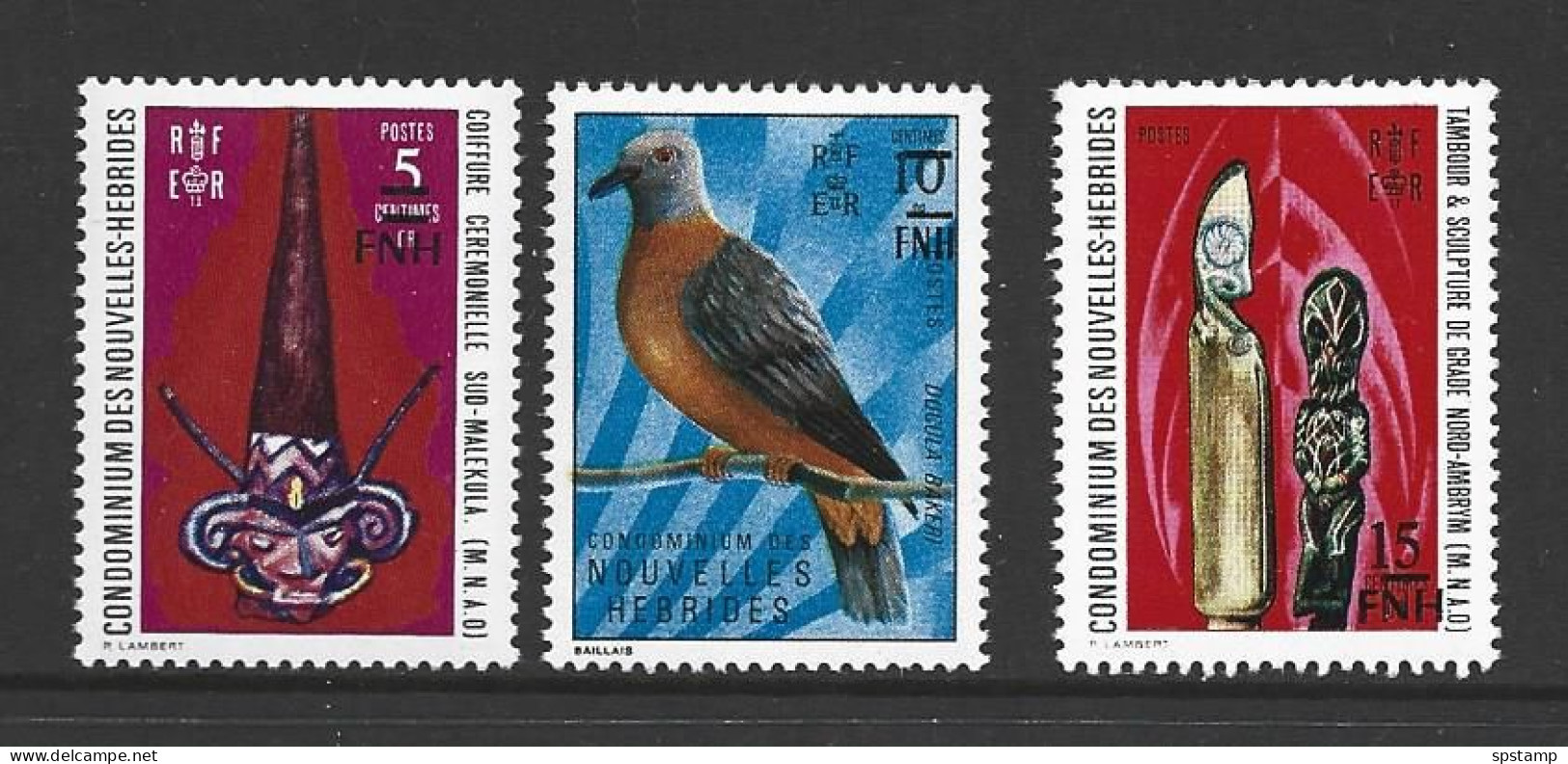 New Hebrides French 1977 Port Vila Local Overprints 5 , 10 & 15 FNH Values Fine MNH - Neufs