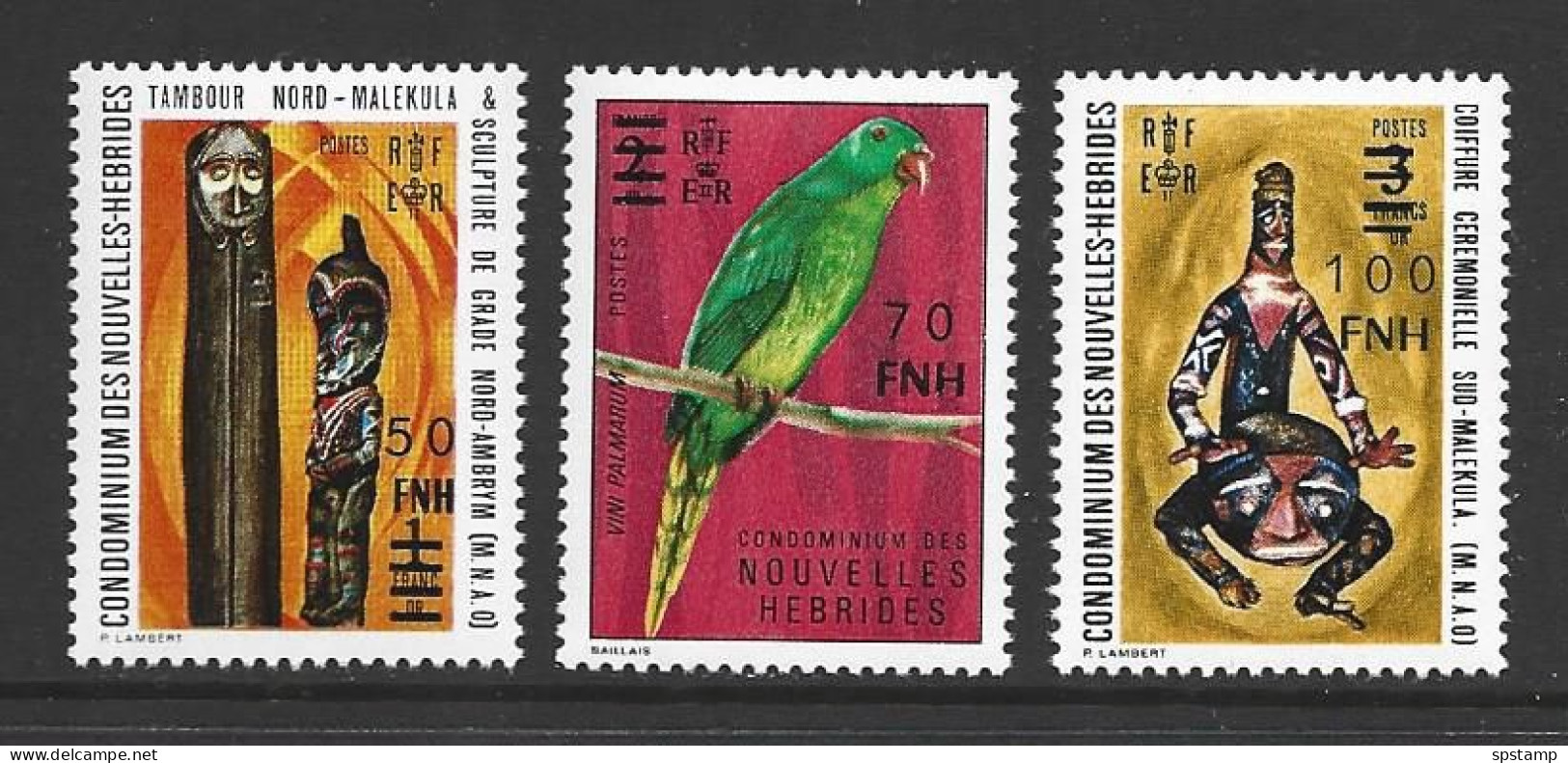 New Hebrides French 1977 Port Vila Local Overprints 50 70 & 100 FNH Values Fine MNH , Limited Availability - Neufs