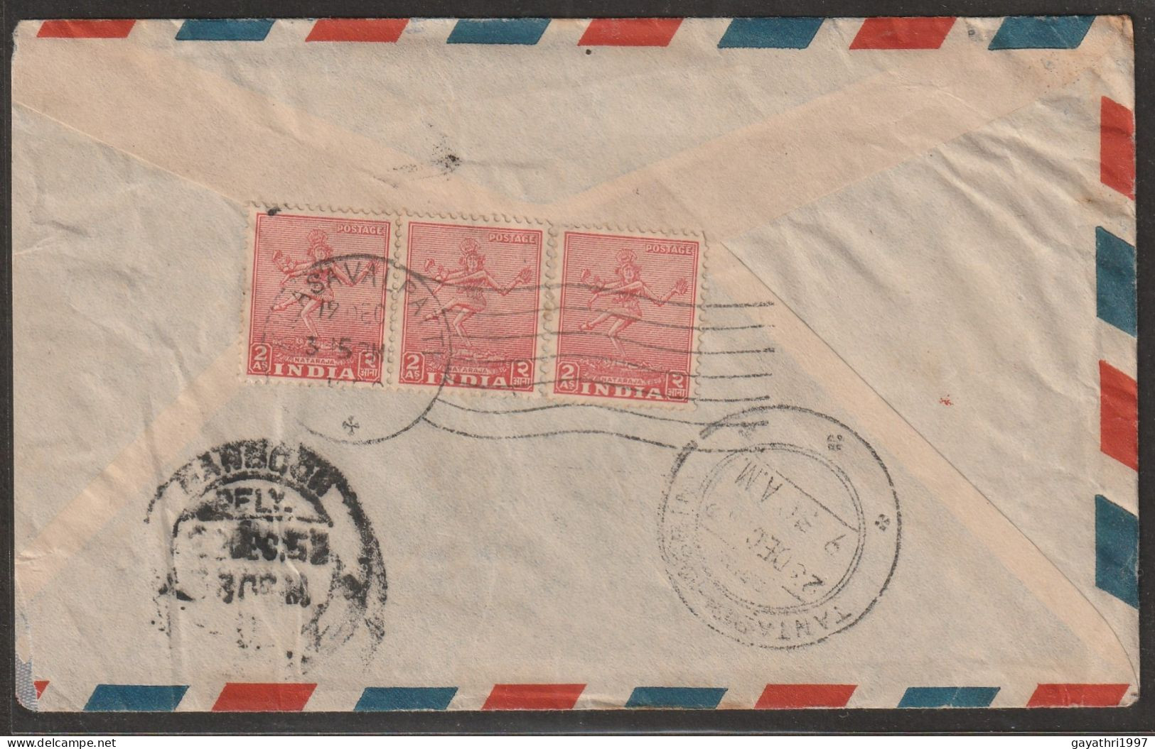 India Nataraja Stamps On Airmail Cover From India To Rangoon (a150) - Hindouisme