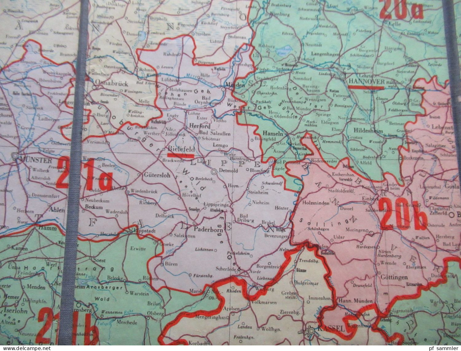 Alte Landkarte / Faltplan Auf Leinen Deutschland 1946 Westliche Hälfte Mit Den Postleitgebieten Maße: 70cm X 90cm - Landkarten