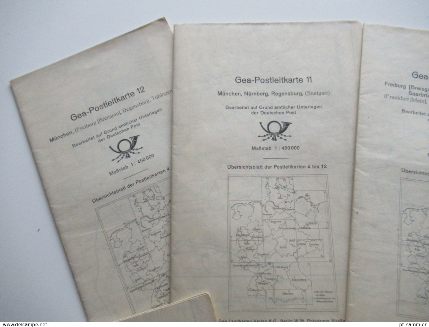 Alte Landkarten / Faltplan GEA Postleitkarte Nr. 4 - 12 Mit 8A (10 Stk) Ausgabe 1948 Teilw. Stempel Bahnpostamt Berlin O - Mapas Geográficas