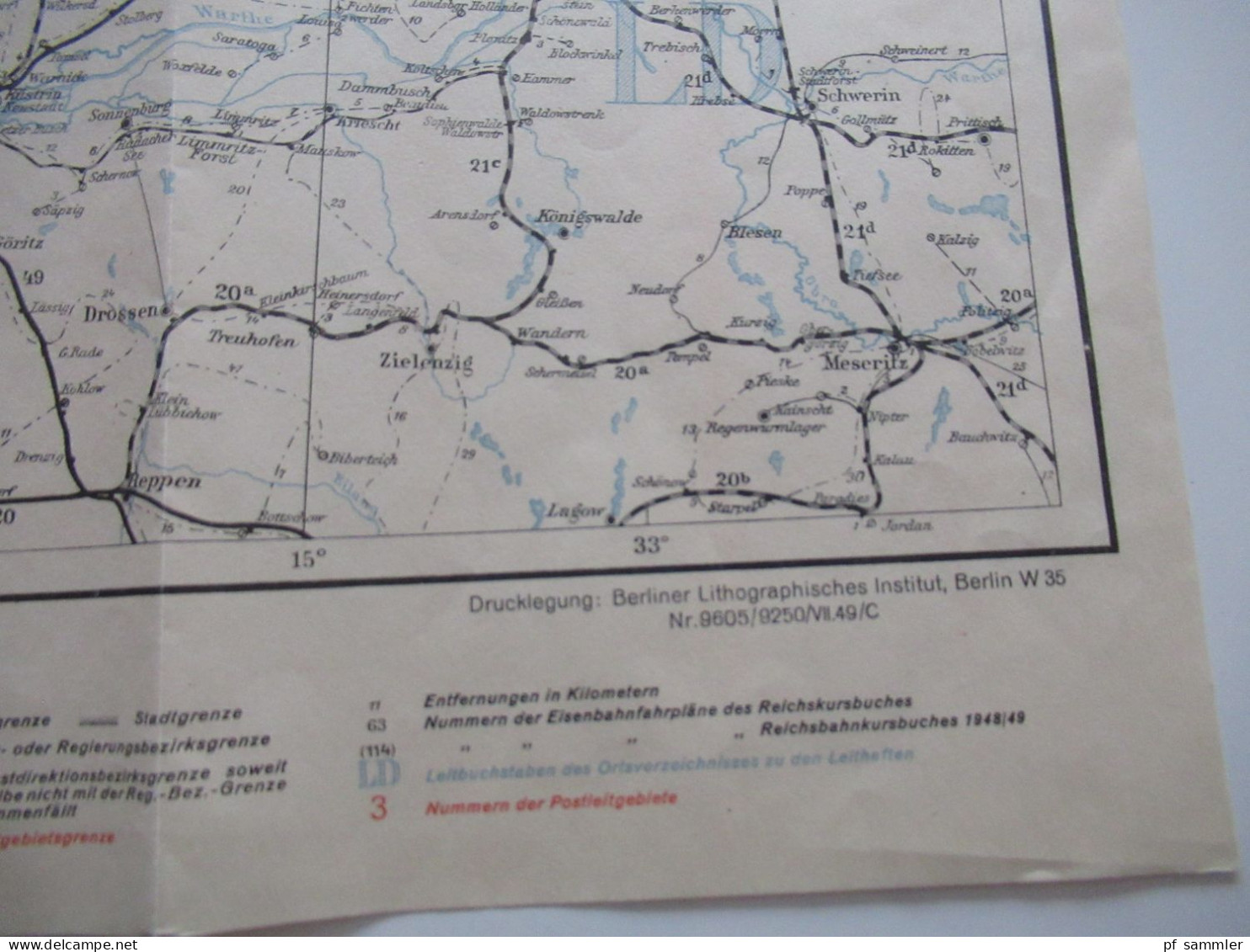 Alte Landkarten / Faltplan GEA Postleitkarte Nr. 4 - 12 mit 8A (10 Stk) Ausgabe 1948 teilw. Stempel Bahnpostamt Berlin O