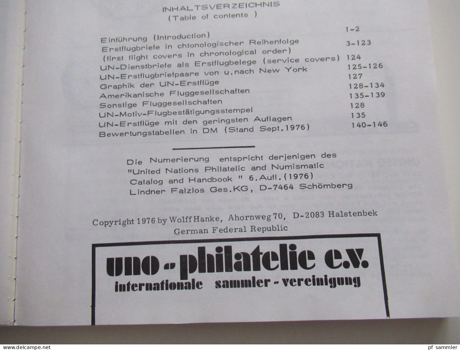 UNO - Philatelie, Handbuch hb 76, Erstflugbriefe der Vereinten Nationen, United Nations first Flight Covers 1959 - 1976