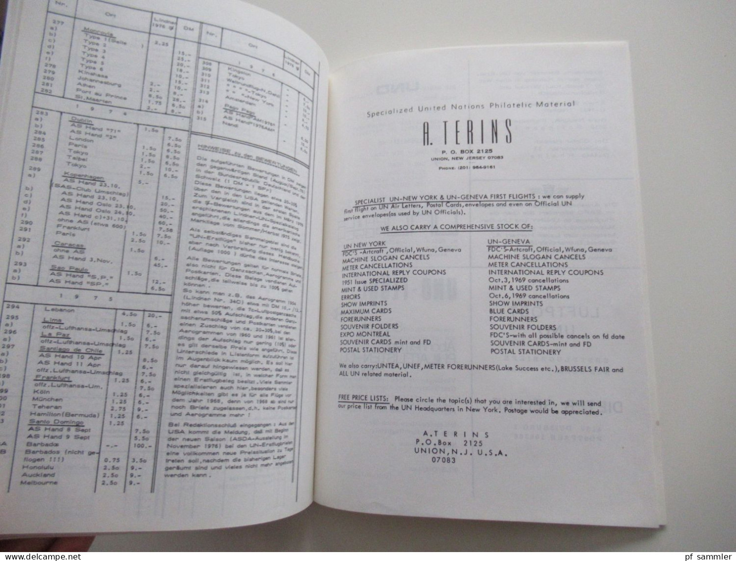 UNO - Philatelie, Handbuch hb 76, Erstflugbriefe der Vereinten Nationen, United Nations first Flight Covers 1959 - 1976