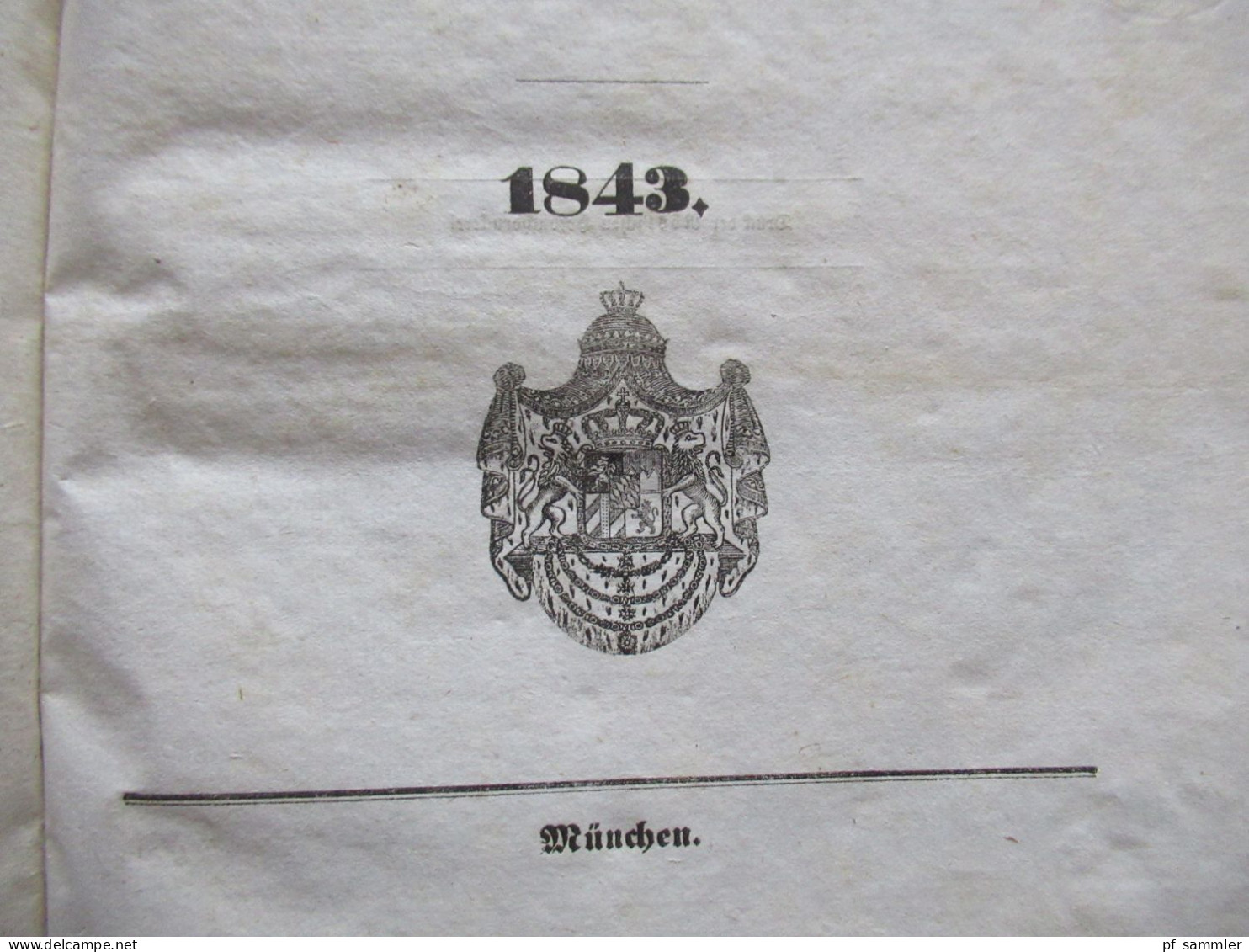 Altdeutschland Gesetzblatt Für Das Königreich Bayern 1843 / Ludwig, König Von Bayern / Pappeinband - Law