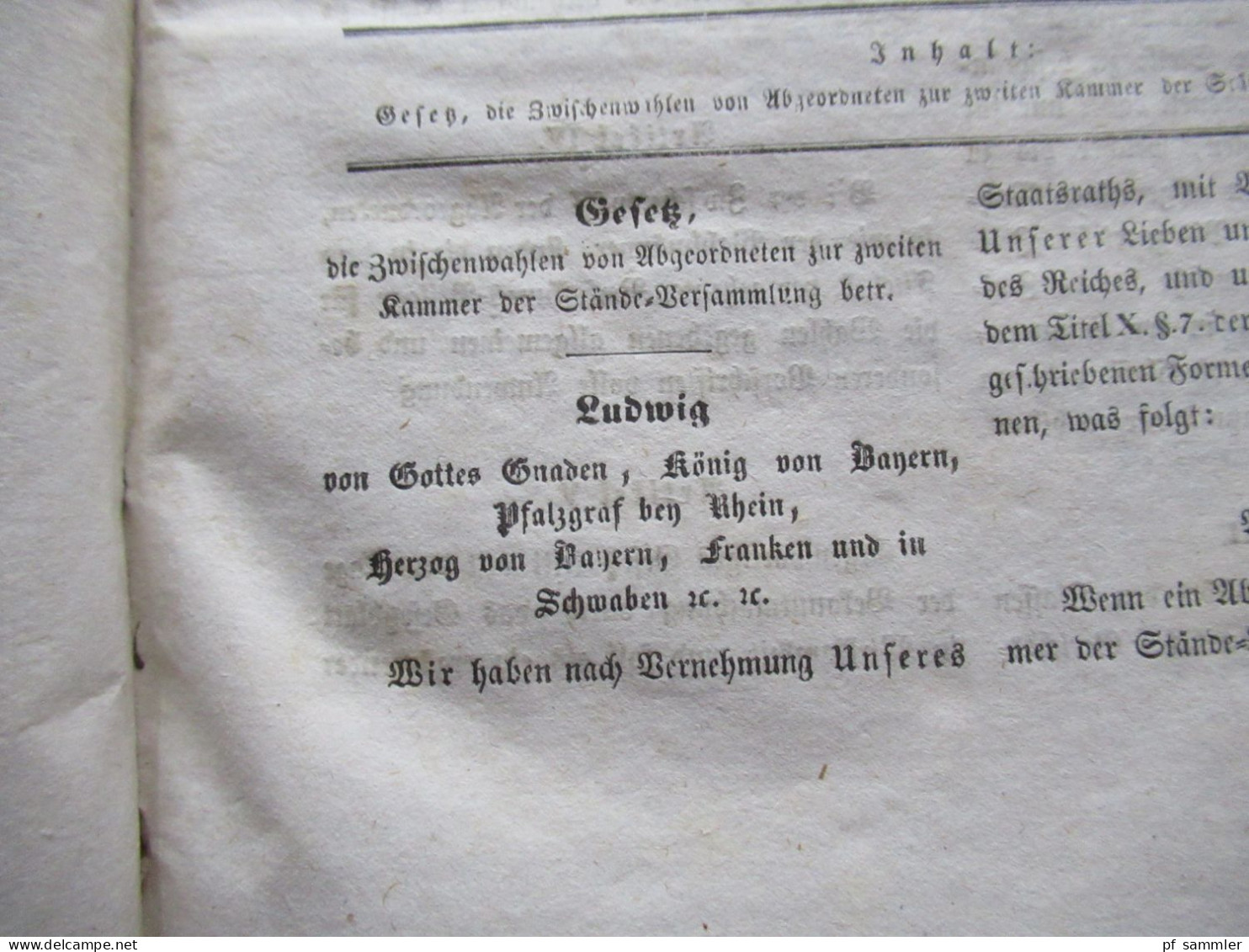 Altdeutschland Gesetzblatt für das Königreich Bayern 1843 / Ludwig, König von Bayern / Pappeinband