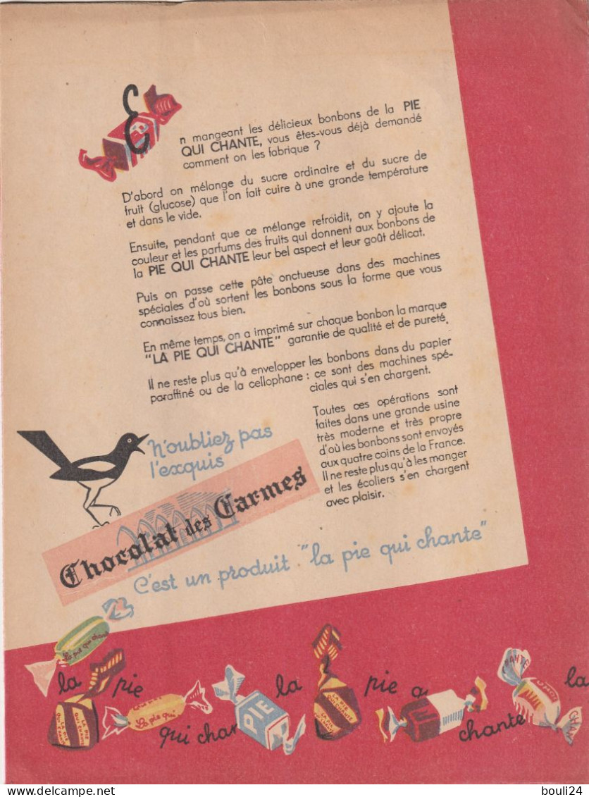 PROTEGE CAHIER ANCIEN BONBONS LA PIE QUI CHANTE     VOIR VERSO - Protège-cahiers