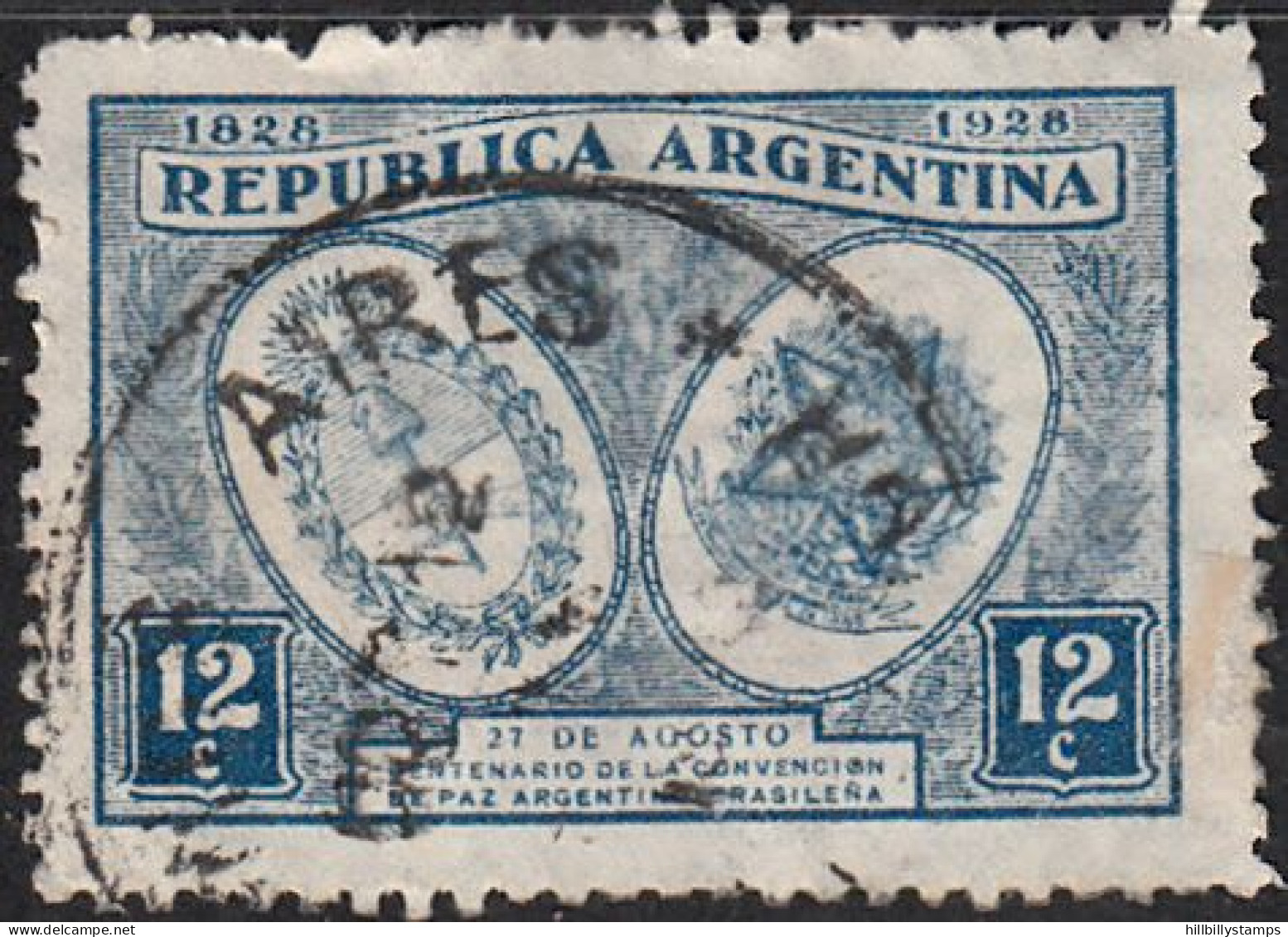 ARGENTINA   SCOTT NO 370  USED  YEAR 1928 - Usados