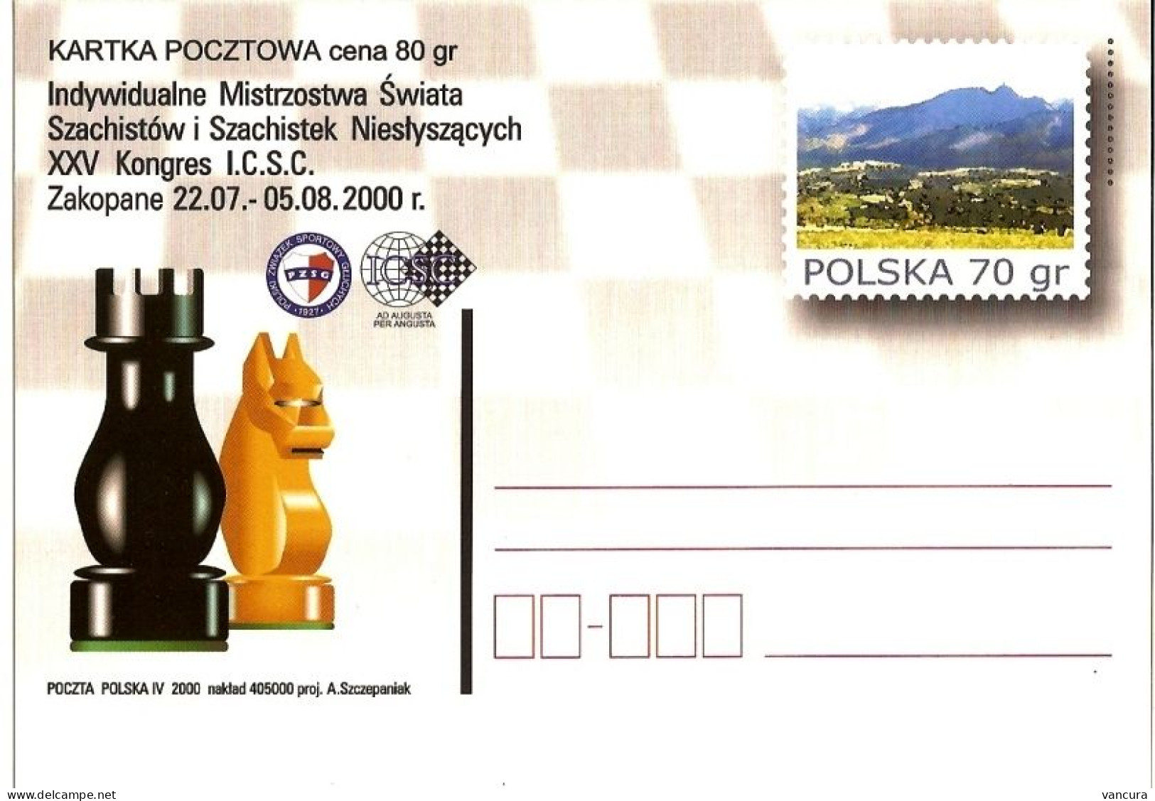 Cp 1233 Poland Chess World Championship Of The Deaf 2000 - Echecs