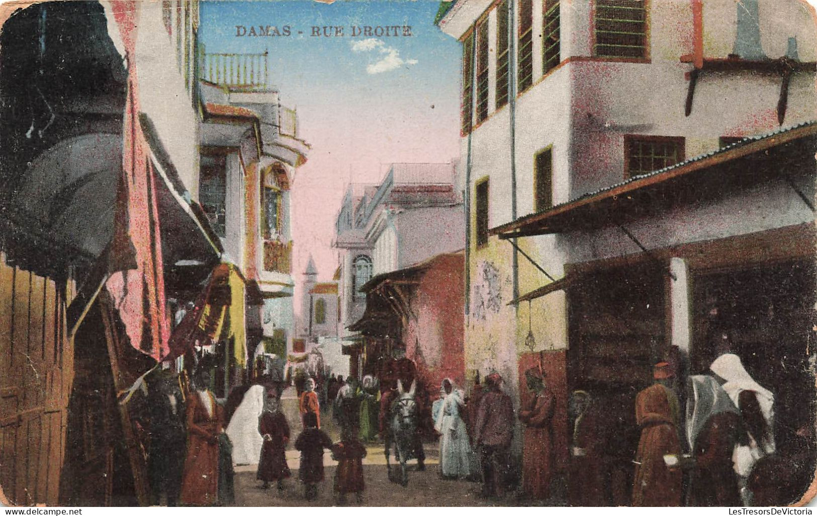 SYRIE - DAMAS - Rue Droite - Animé - Colorisé -  Carte Postale Ancienne - Syrie