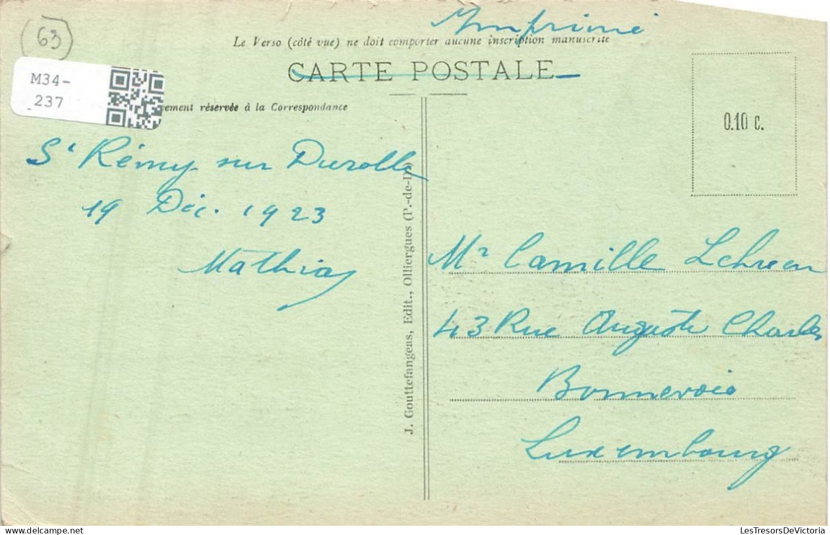 FRANCE - St Rémy Sur Durolle - Vue Générale - Carte Postale Ancienne - Autres & Non Classés