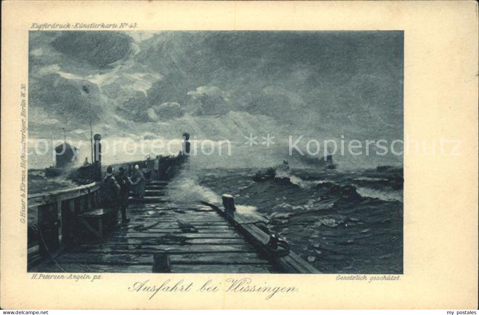 41562546 Wissingen Kupferdruck-Kuenstlerkarte Nr. 43 H. Petersen-Angeln Bissendo - Bissendorf