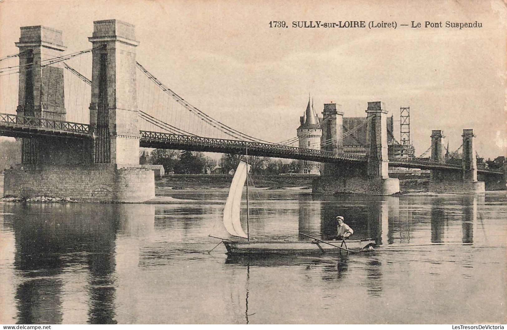 FRANCE - Sully Sur Loire - Le Pont Suspendu - Carte Postale Ancienne - Sully Sur Loire